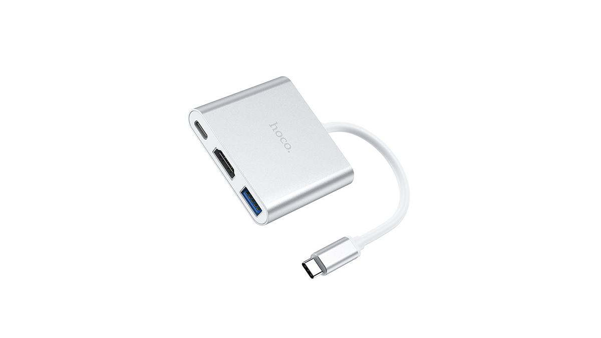 HOCO HB14 გადამყვანი ჰაბი USB-C to HDMI 4K+ USB charging 3.0 + USB-C PD