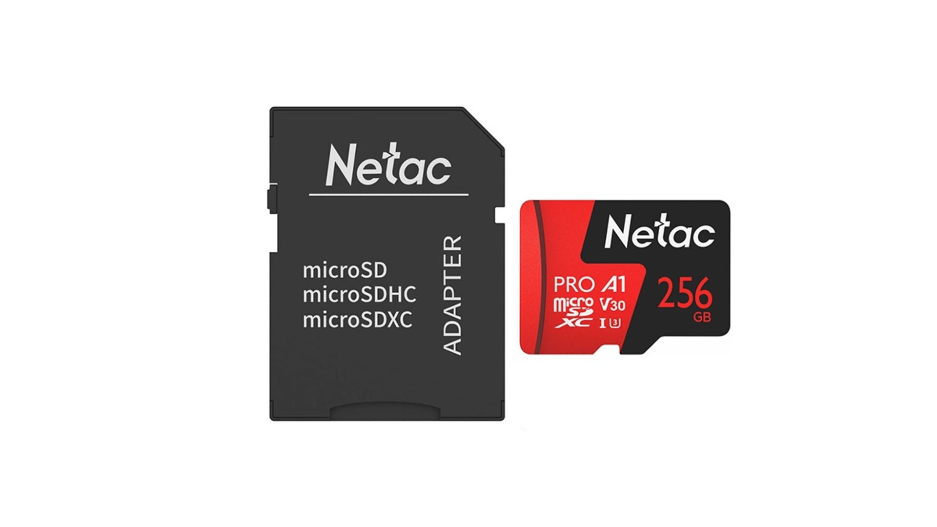 Netac p500 256GB microSDHC class 10 მეხსიერების ბარათი გადამყვანით