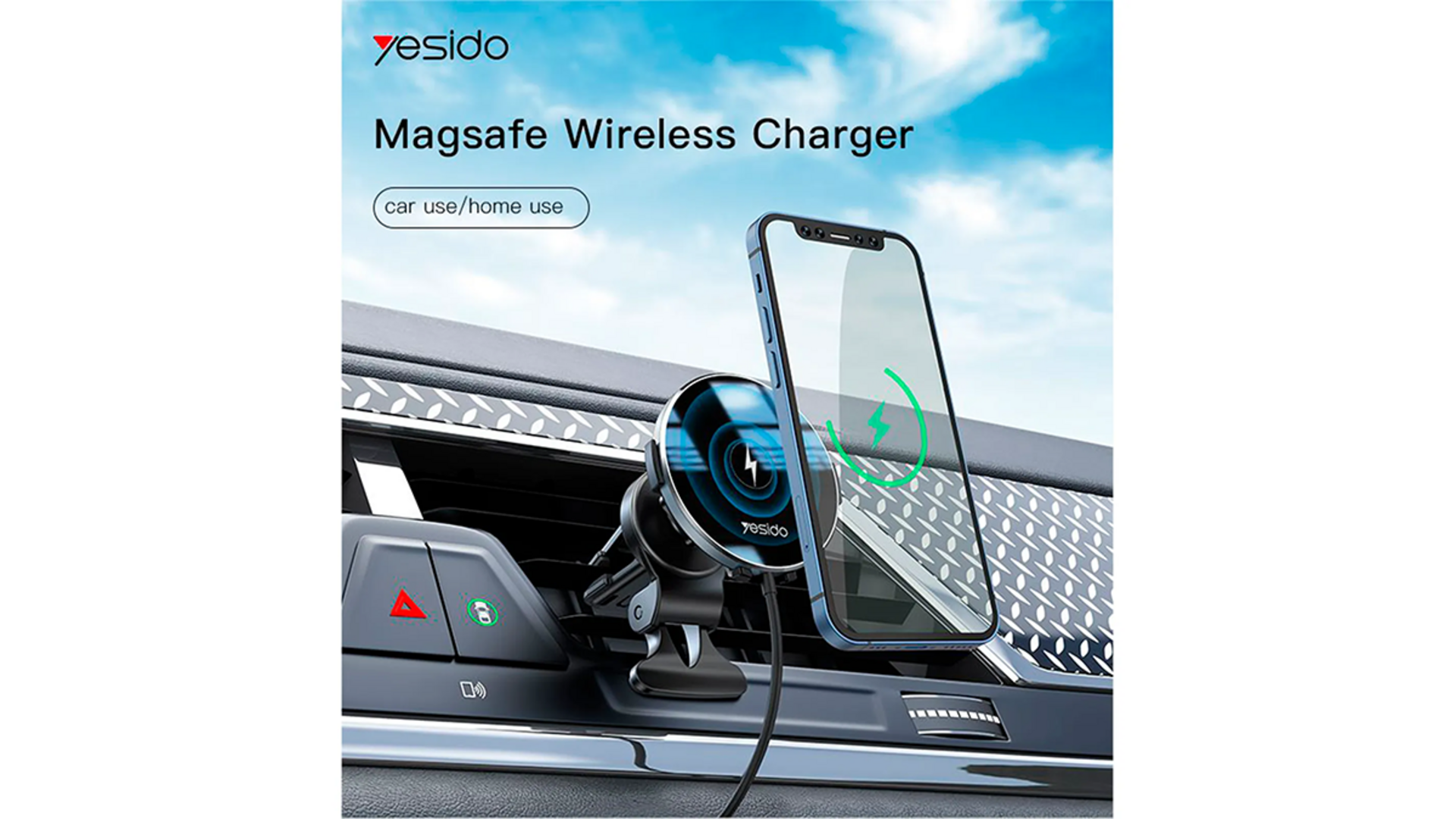 YESIDO C131 15W Car Wireless Magsafe Charger მაგნიტური დამტენი