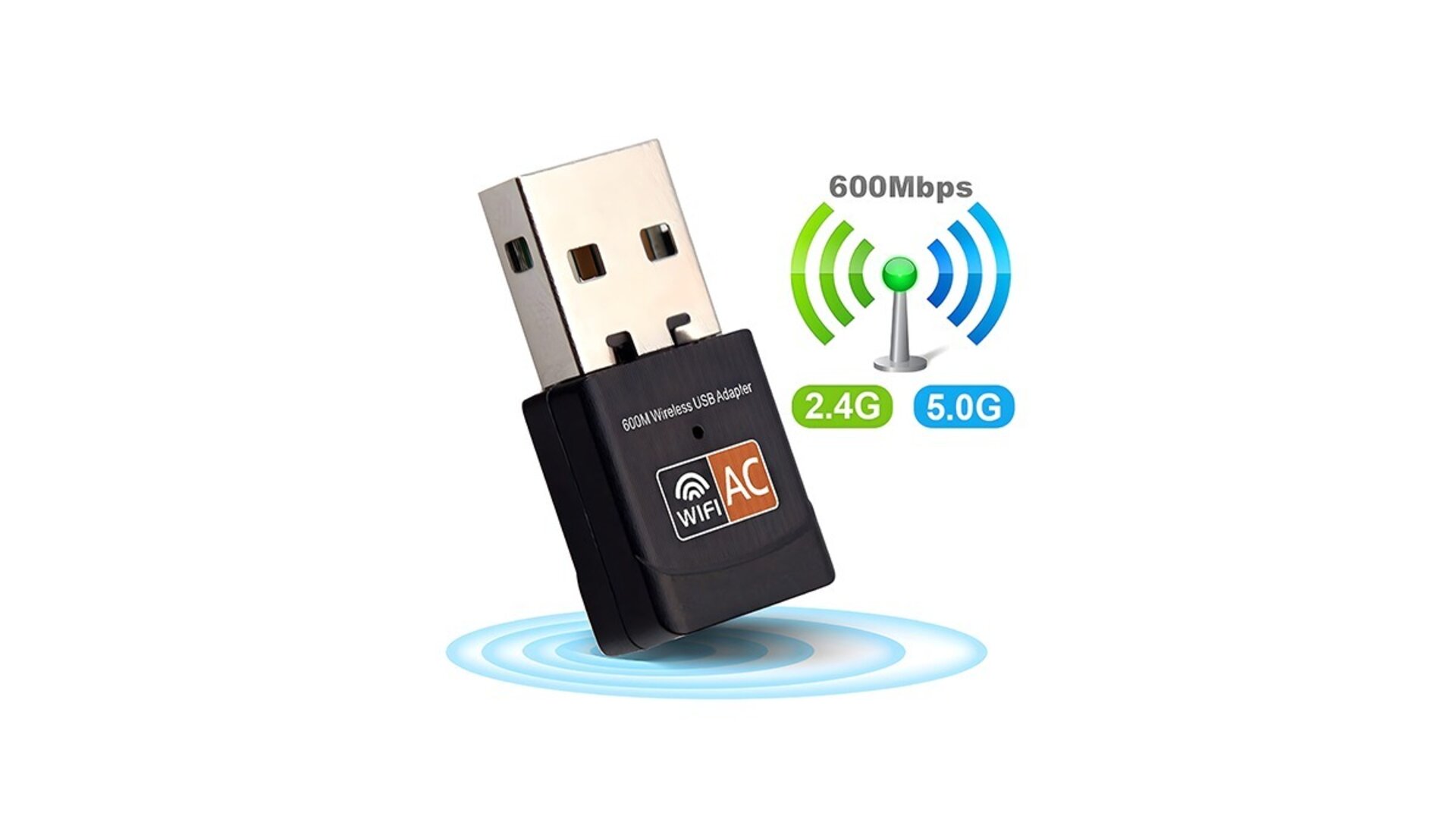 Dual Band USB ADAPTER Wifi-ის მიმღები (600Mbps) (2.4GHz)