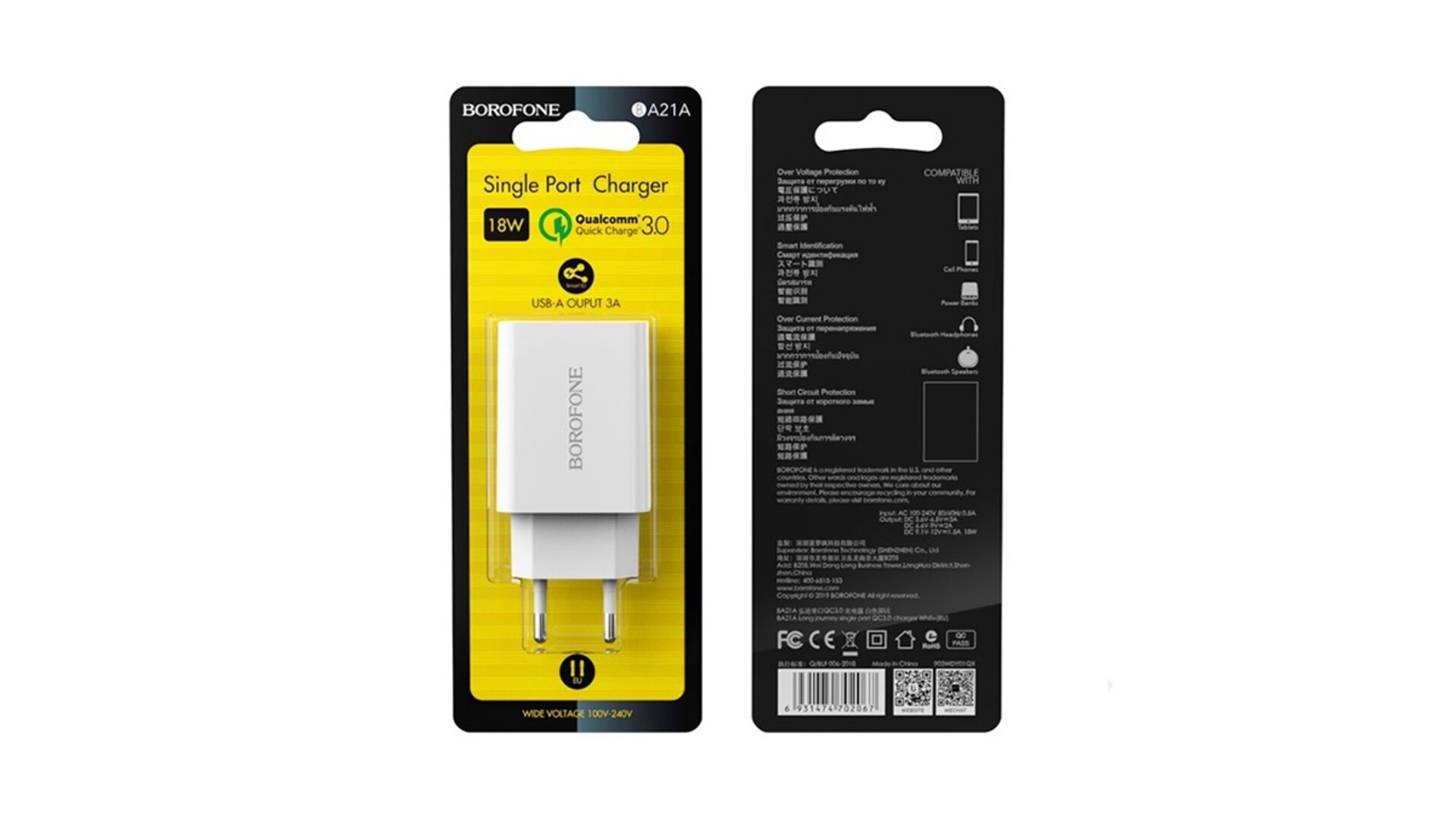 BOROFONE BA21A ADAPTER Quick Charger 3.0A