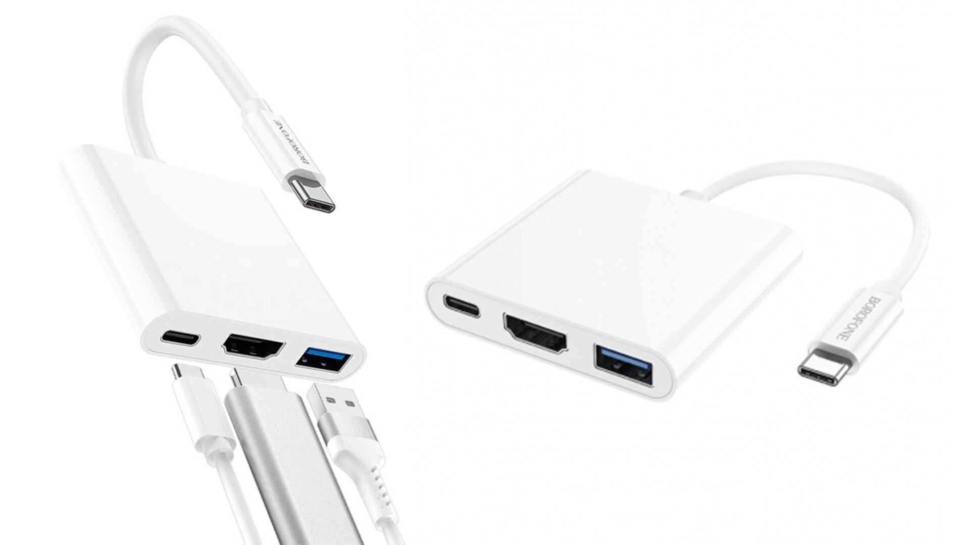 Borofone DH4 გადამყვანი ჰაბი USB-C to HDMI 4K+ USB charging 3.0 + USB-C PD