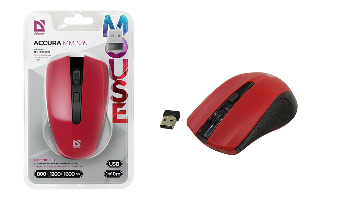defender MM-935 უსადენო მაუსი წითელი
