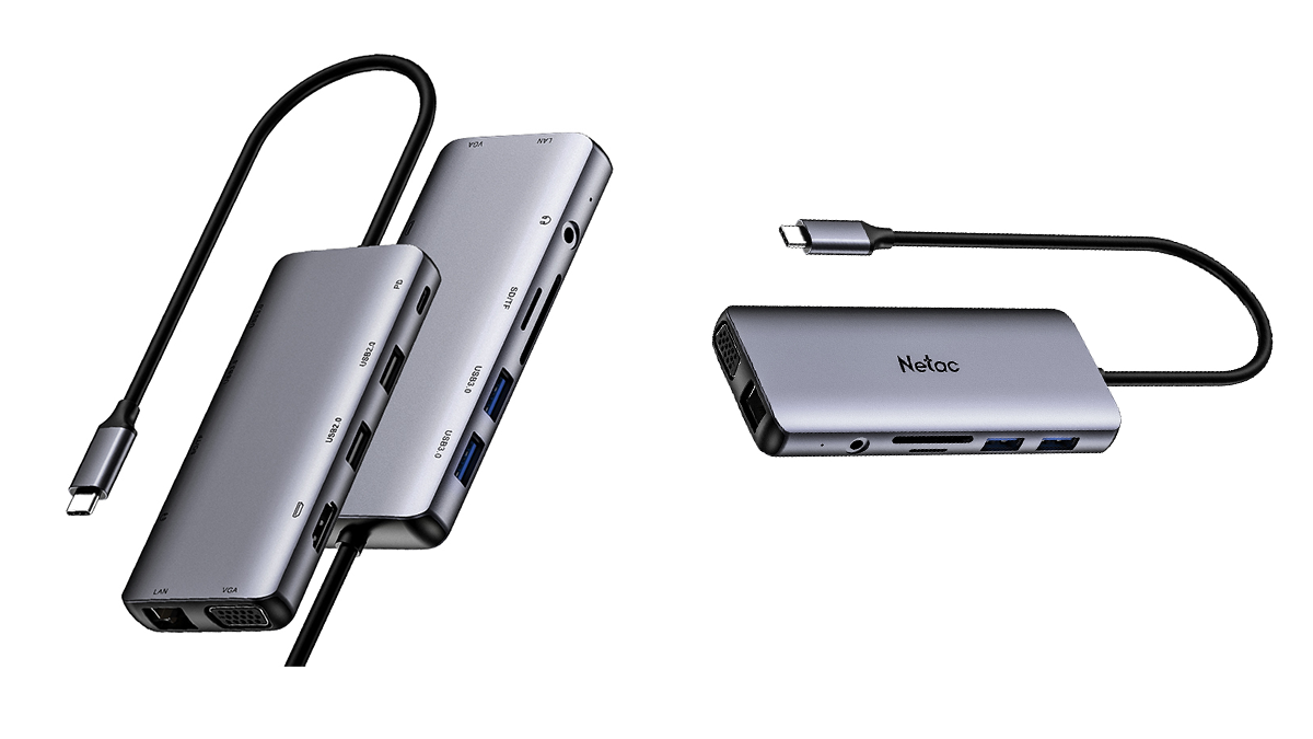 Netac WF15 11in1 გადამყვანი ჰაბი USB-C to TF/SD+USB 3.0/2.0+PD+HDMI+VGA+Ethernet