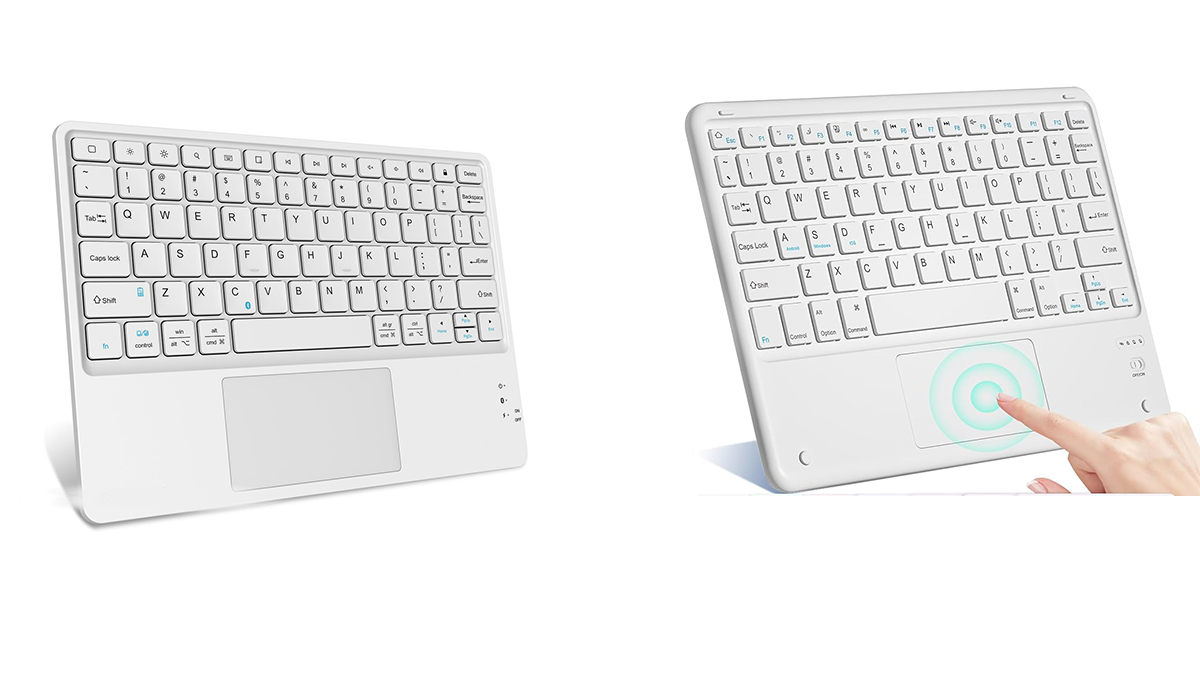 Bluetooth Keyboard+Trackad iPad-ის, პლანშეტის უსადენო კლავიატურა თეთრი (96975)